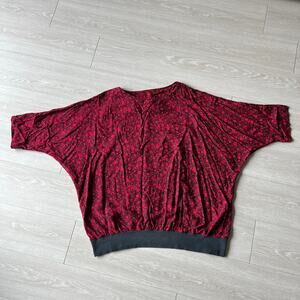 A Personal Touch Shirt Womens 28W/48 Floral Red Black Dolman Sleeve